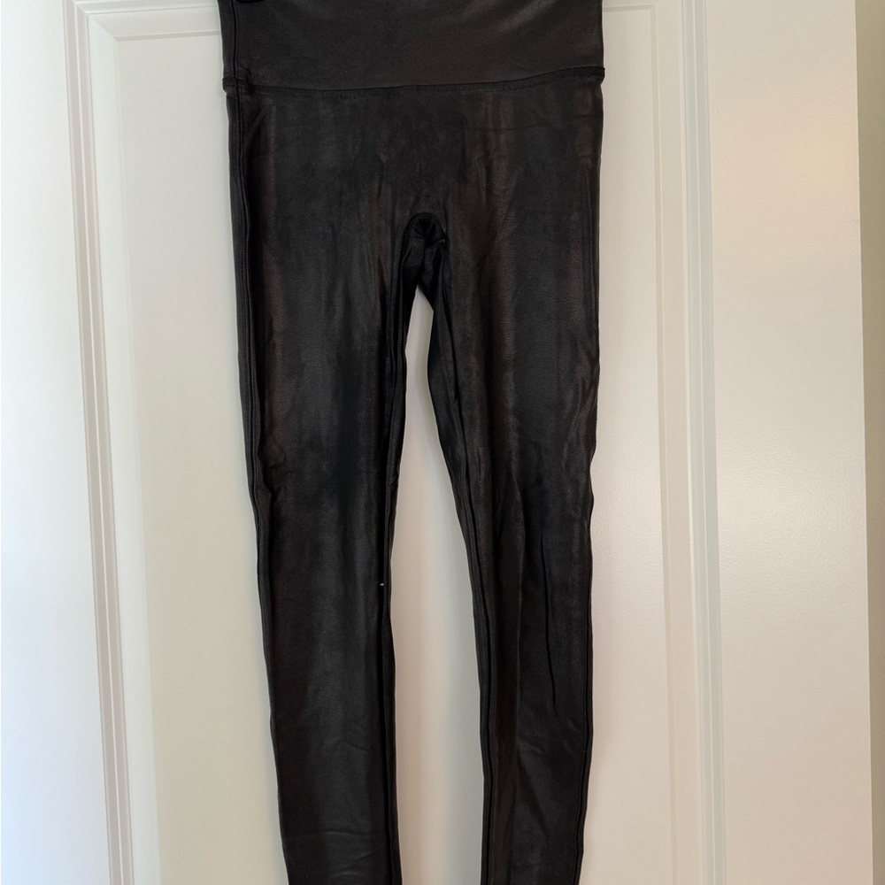 Spanx Faux Leather Black High-Waisted Leggings size Medium